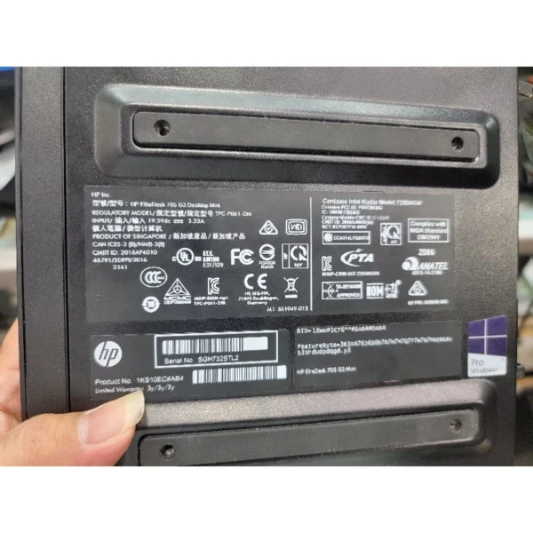 MINI PC HP 600 G3 CORE I3 7100 GEN7-RAM 8GB DDR4-SSD 256GB